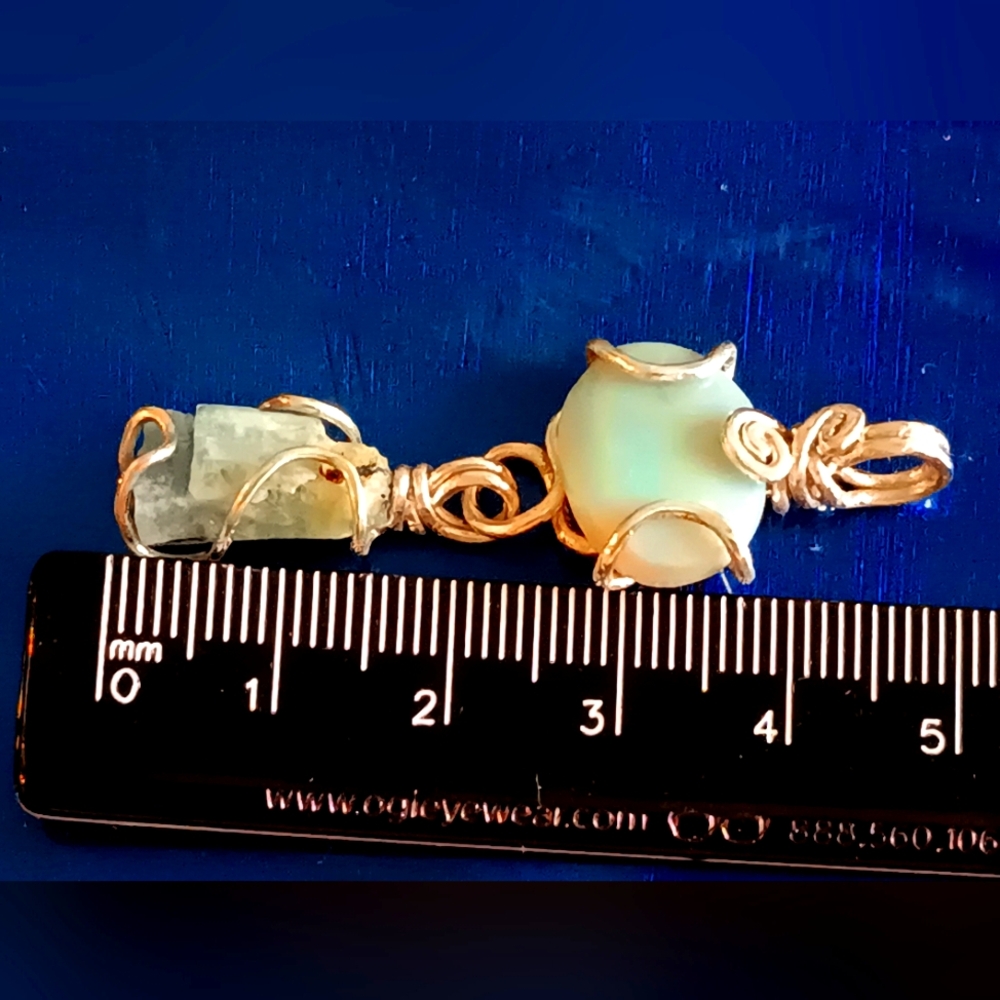Australian Opal And Raw Aquamarine Pendant Sterling Silver - Picture 8 of 15